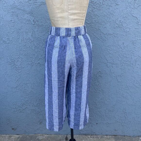 Gap Womens Linen Wide Leg Pants Size Small Striped Nautical culottes - Picture 12 of 14